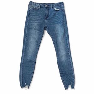 High-Rise Skinny Distressed Jeans Raw Hem
